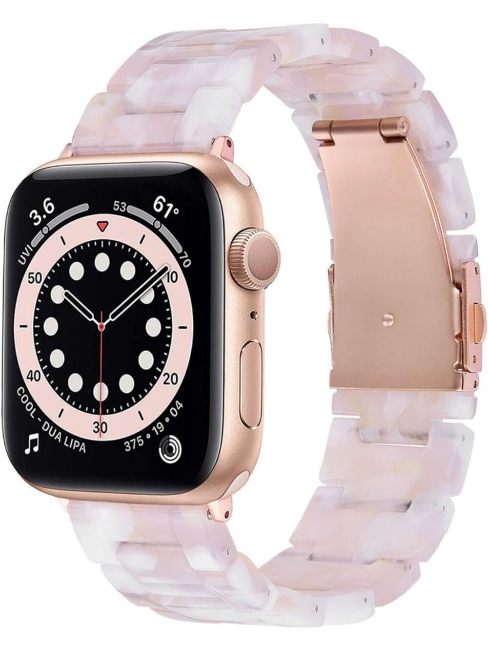 Women's Floral Pink Featherlight Resin Apple Band Lightweight Wrist Watches